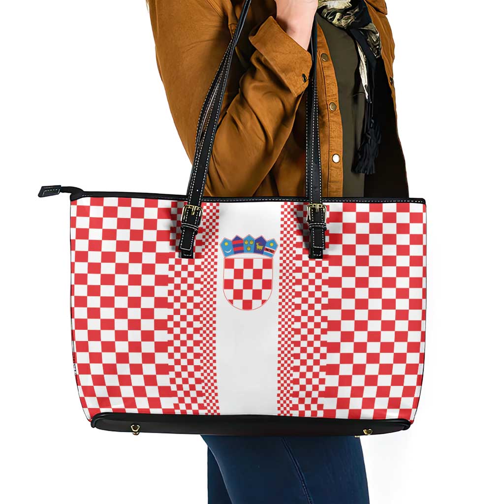 Croatia Football Leather Tote Bag Vatreni Hrvatska Sporty Style - Wonder Print Shop