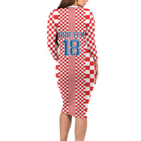 Custom Croatia Football Long Sleeve Bodycon Dress Vatreni Hrvatska Sporty Style - Wonder Print Shop
