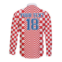 Custom Croatia Football Long Sleeve Button Shirt Vatreni Hrvatska Sporty Style - Wonder Print Shop