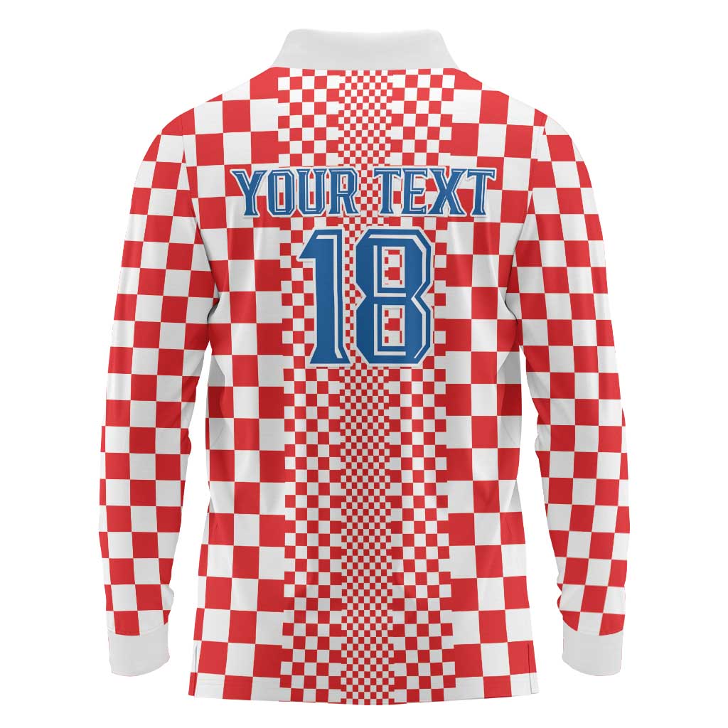 Custom Croatia Football Long Sleeve Polo Shirt Vatreni Hrvatska Sporty Style - Wonder Print Shop