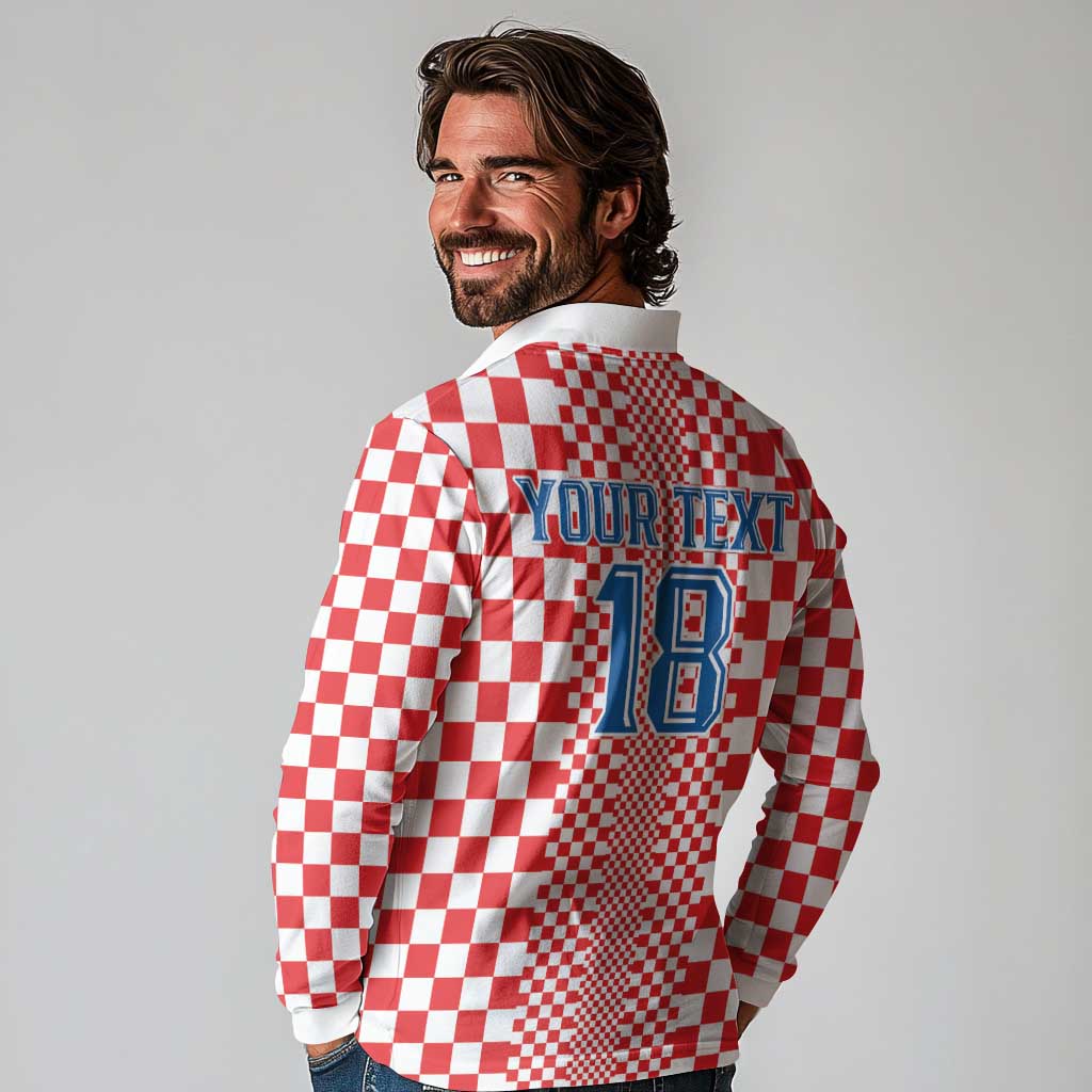 Custom Croatia Football Long Sleeve Polo Shirt Vatreni Hrvatska Sporty Style - Wonder Print Shop