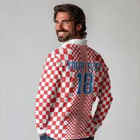 Custom Croatia Football Long Sleeve Polo Shirt Vatreni Hrvatska Sporty Style - Wonder Print Shop