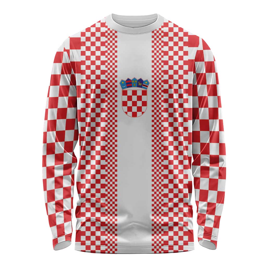 Custom Croatia Football Long Sleeve Shirt Vatreni Hrvatska Sporty Style - Wonder Print Shop