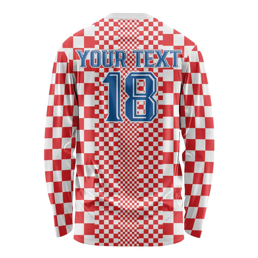 Custom Croatia Football Long Sleeve Shirt Vatreni Hrvatska Sporty Style - Wonder Print Shop