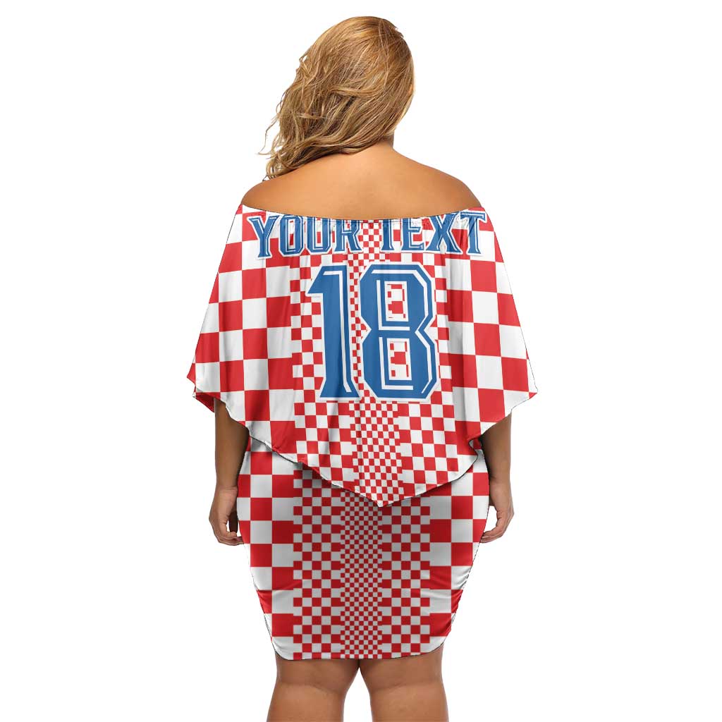 Custom Croatia Football Off Shoulder Short Dress Vatreni Hrvatska Sporty Style - Wonder Print Shop