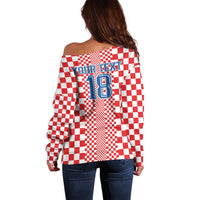 Custom Croatia Football Off Shoulder Sweater Vatreni Hrvatska Sporty Style - Wonder Print Shop