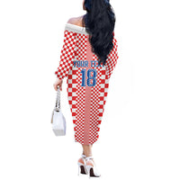 Custom Croatia Football Off The Shoulder Long Sleeve Dress Vatreni Hrvatska Sporty Style - Wonder Print Shop