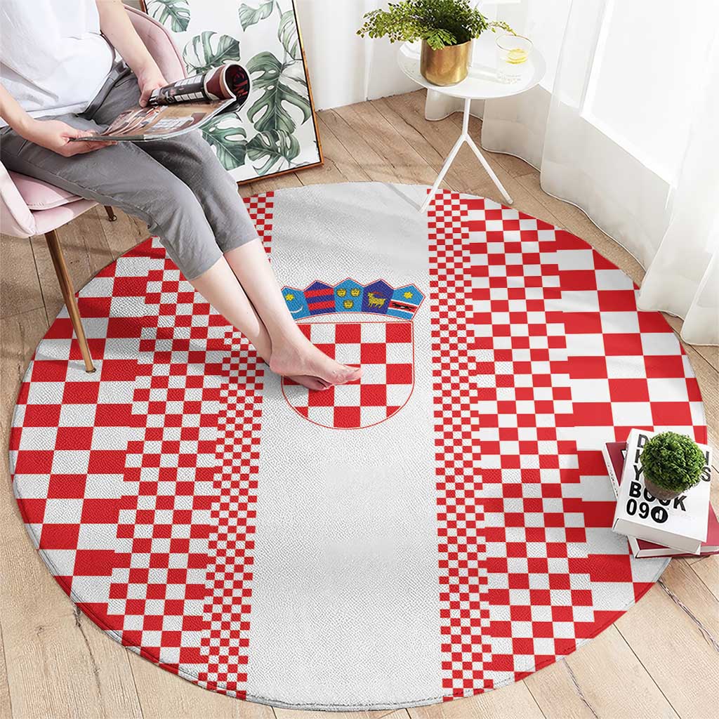 Croatia Football Round Carpet Vatreni Hrvatska Sporty Style - Wonder Print Shop