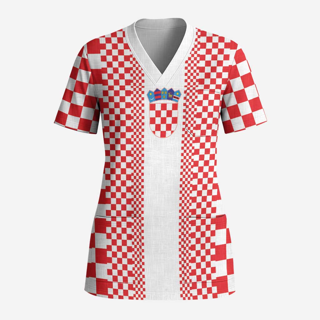 Custom Croatia Football Scrub Top Vatreni Hrvatska Sporty Style - Wonder Print Shop