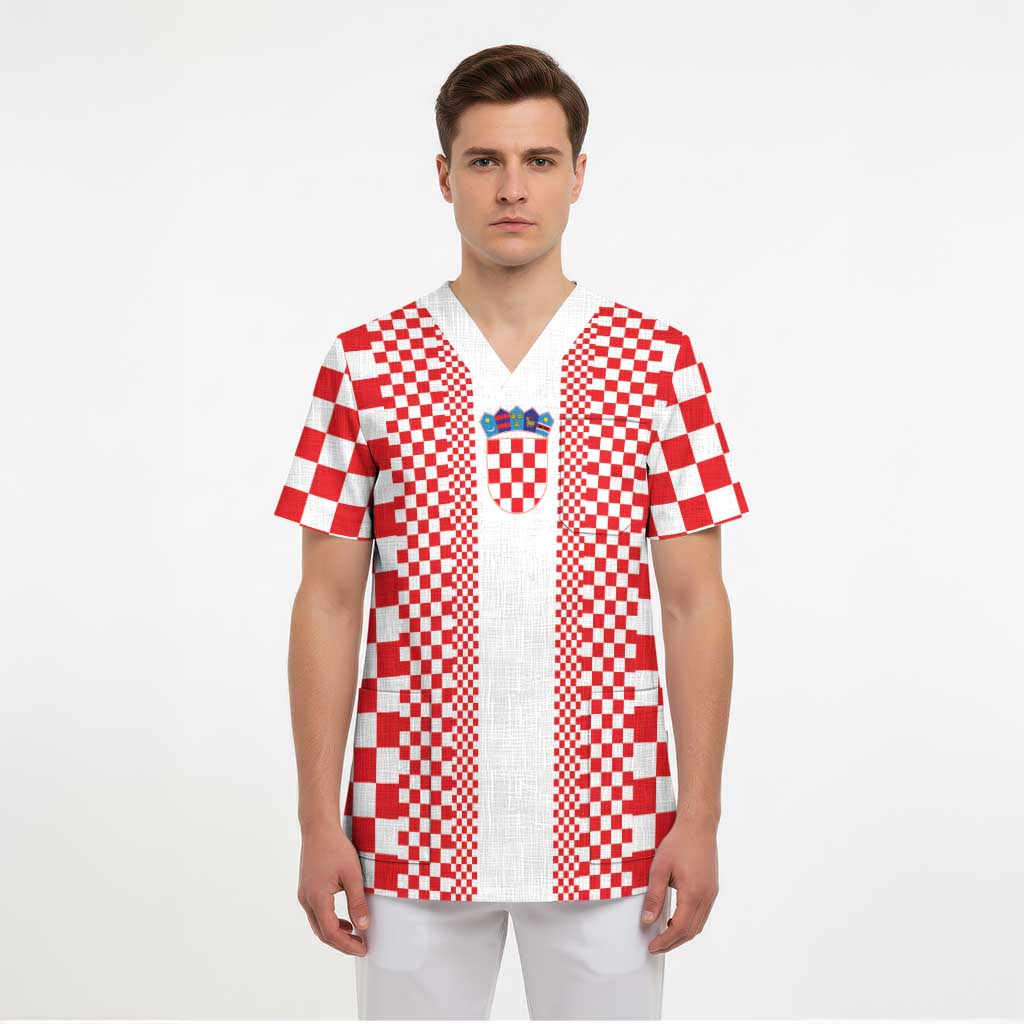 Custom Croatia Football Scrub Top Vatreni Hrvatska Sporty Style - Wonder Print Shop