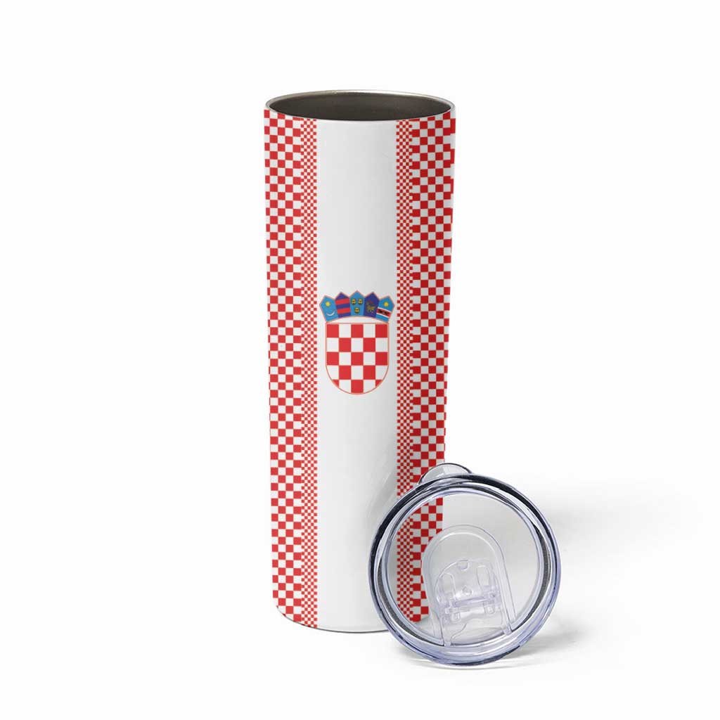 Custom Croatia Football Skinny Tumbler Vatreni Hrvatska Sporty Style - Wonder Print Shop