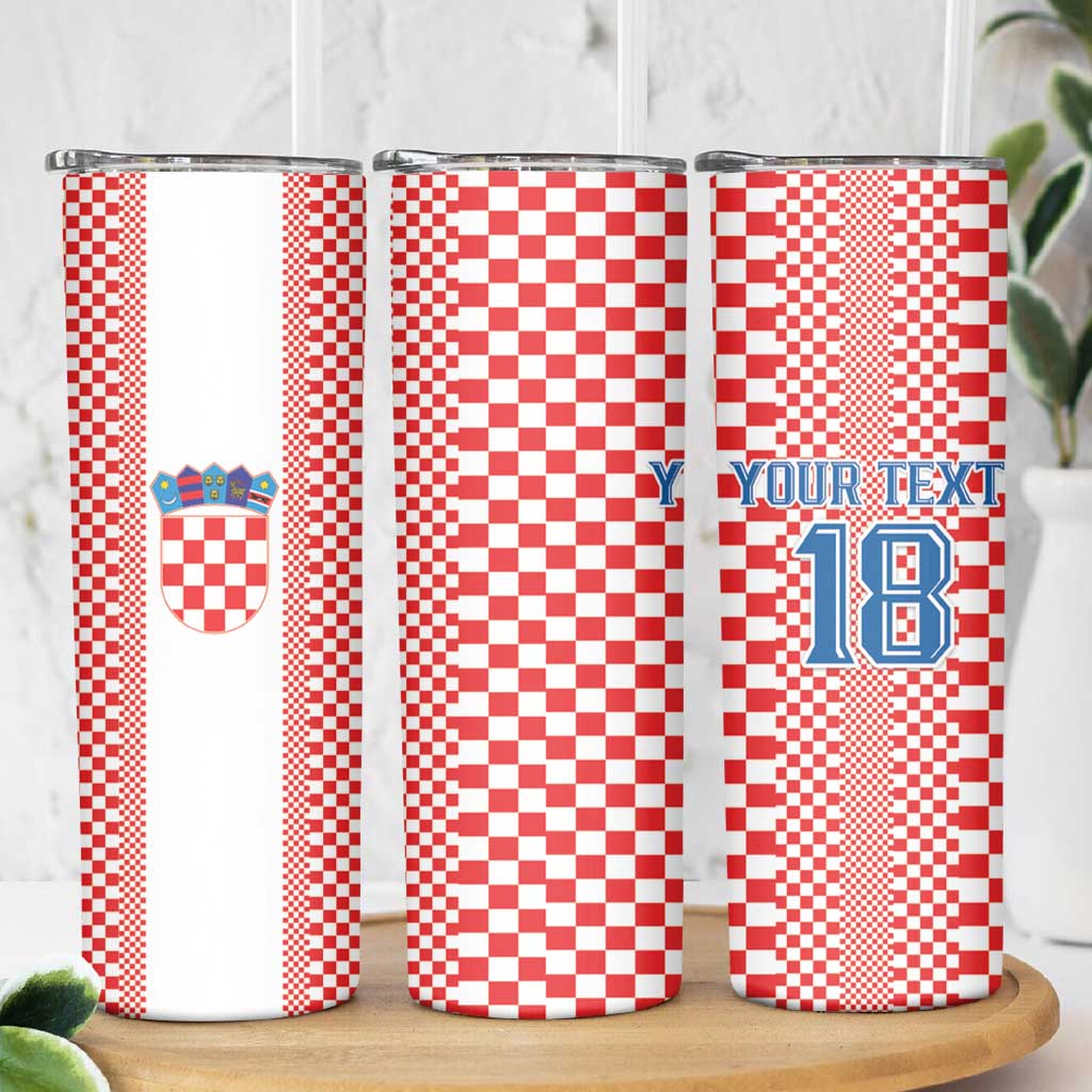 Custom Croatia Football Skinny Tumbler Vatreni Hrvatska Sporty Style - Wonder Print Shop