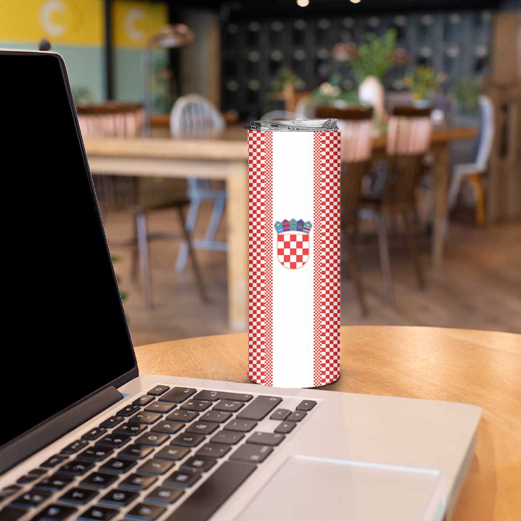 Custom Croatia Football Skinny Tumbler Vatreni Hrvatska Sporty Style - Wonder Print Shop