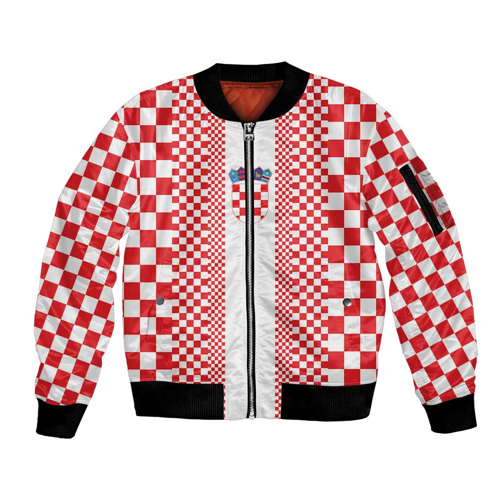 Custom Croatia Football Sleeve Zip Bomber Jacket Vatreni Hrvatska Sporty Style - Wonder Print Shop