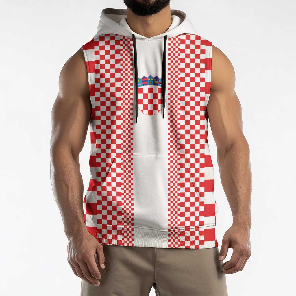 Custom Croatia Football Sleeveless Hoodie Vatreni Hrvatska Sporty Style - Wonder Print Shop