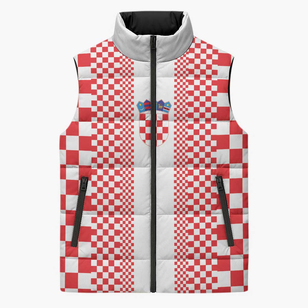 Custom Croatia Football Sleeveless Puffer Jacket Vatreni Hrvatska Sporty Style - Wonder Print Shop