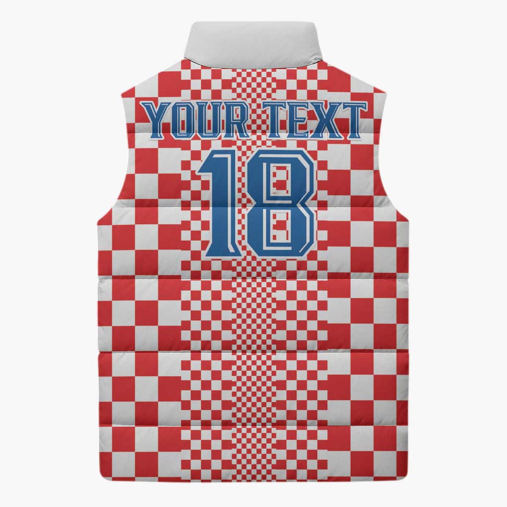 Custom Croatia Football Sleeveless Puffer Jacket Vatreni Hrvatska Sporty Style - Wonder Print Shop