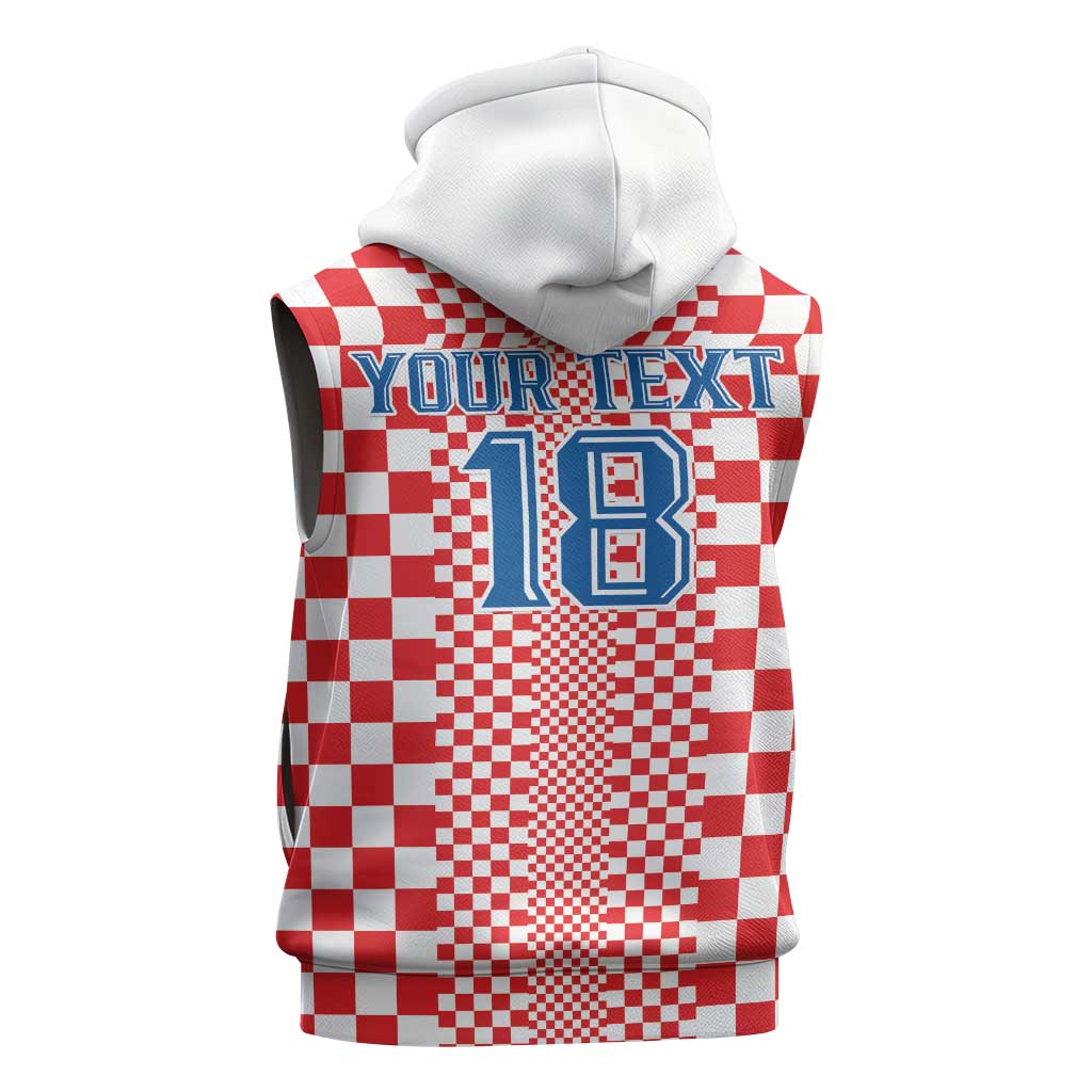 Custom Croatia Football Sleeveless Zip Hoodie Vatreni Hrvatska Sporty Style - Wonder Print Shop