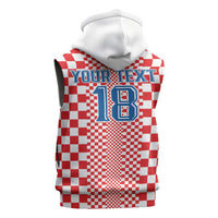 Custom Croatia Football Sleeveless Zip Hoodie Vatreni Hrvatska Sporty Style - Wonder Print Shop