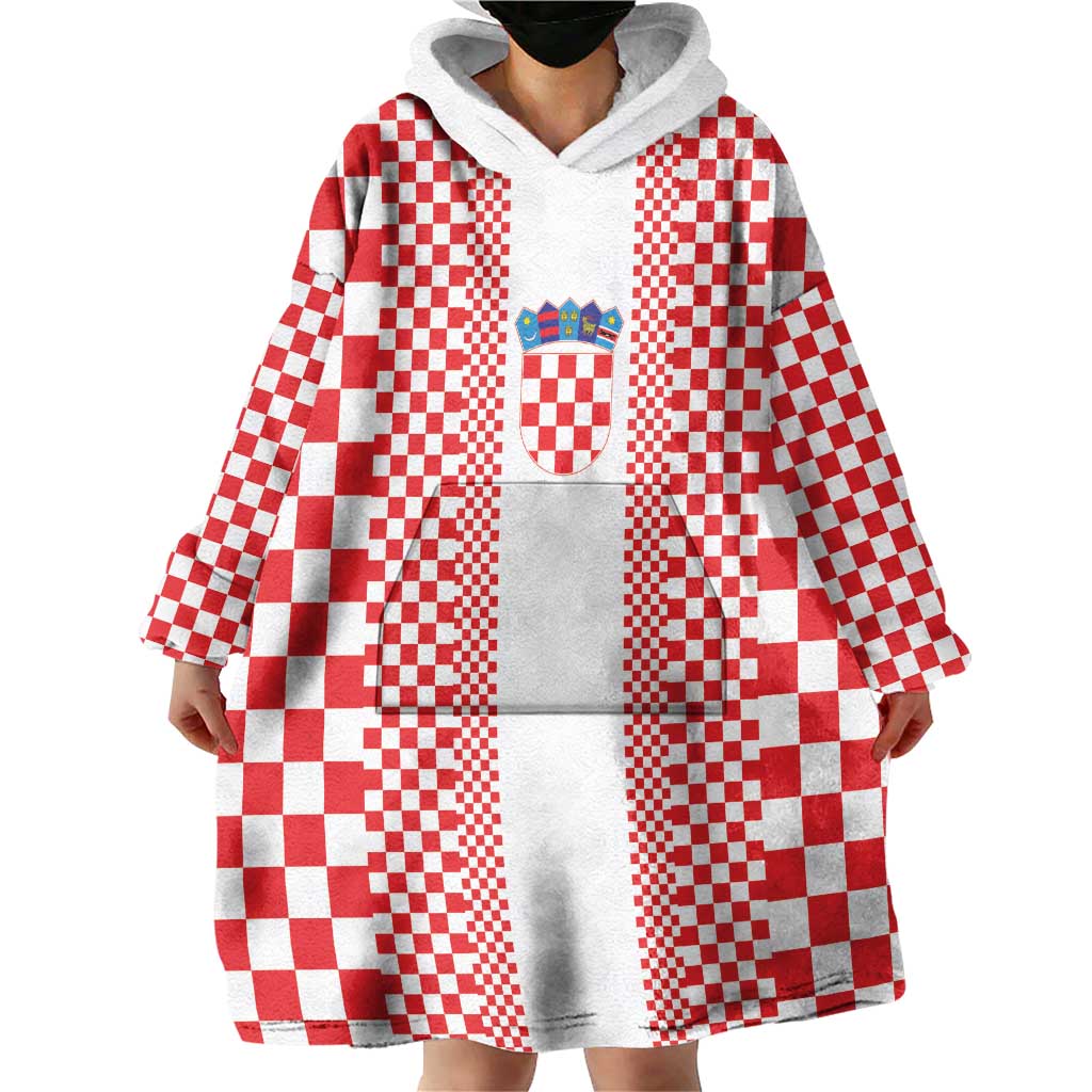Custom Croatia Football Wearable Blanket Hoodie Vatreni Hrvatska Sporty Style - Wonder Print Shop
