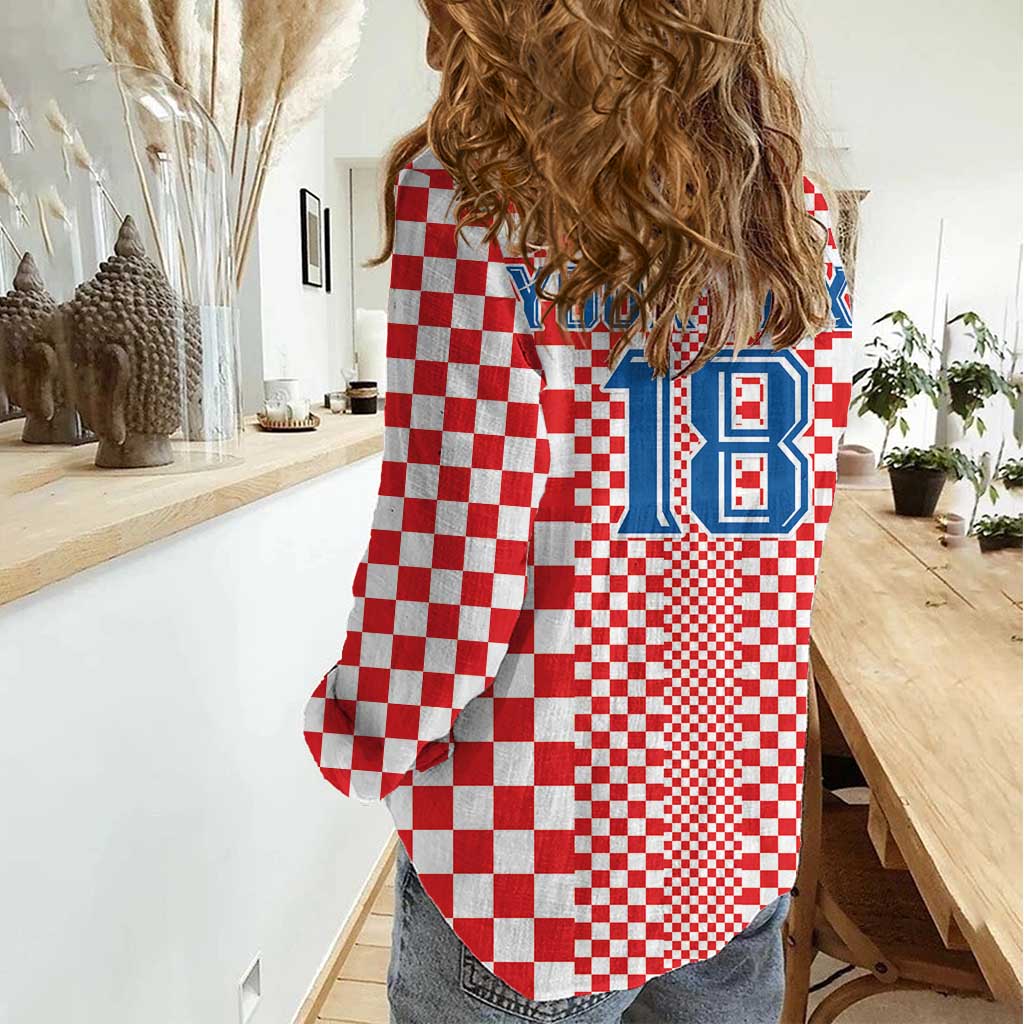 Custom Croatia Football Women Casual Shirt Vatreni Hrvatska Sporty Style - Wonder Print Shop