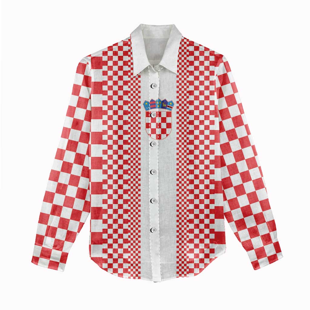Custom Croatia Football Women Casual Shirt Vatreni Hrvatska Sporty Style - Wonder Print Shop