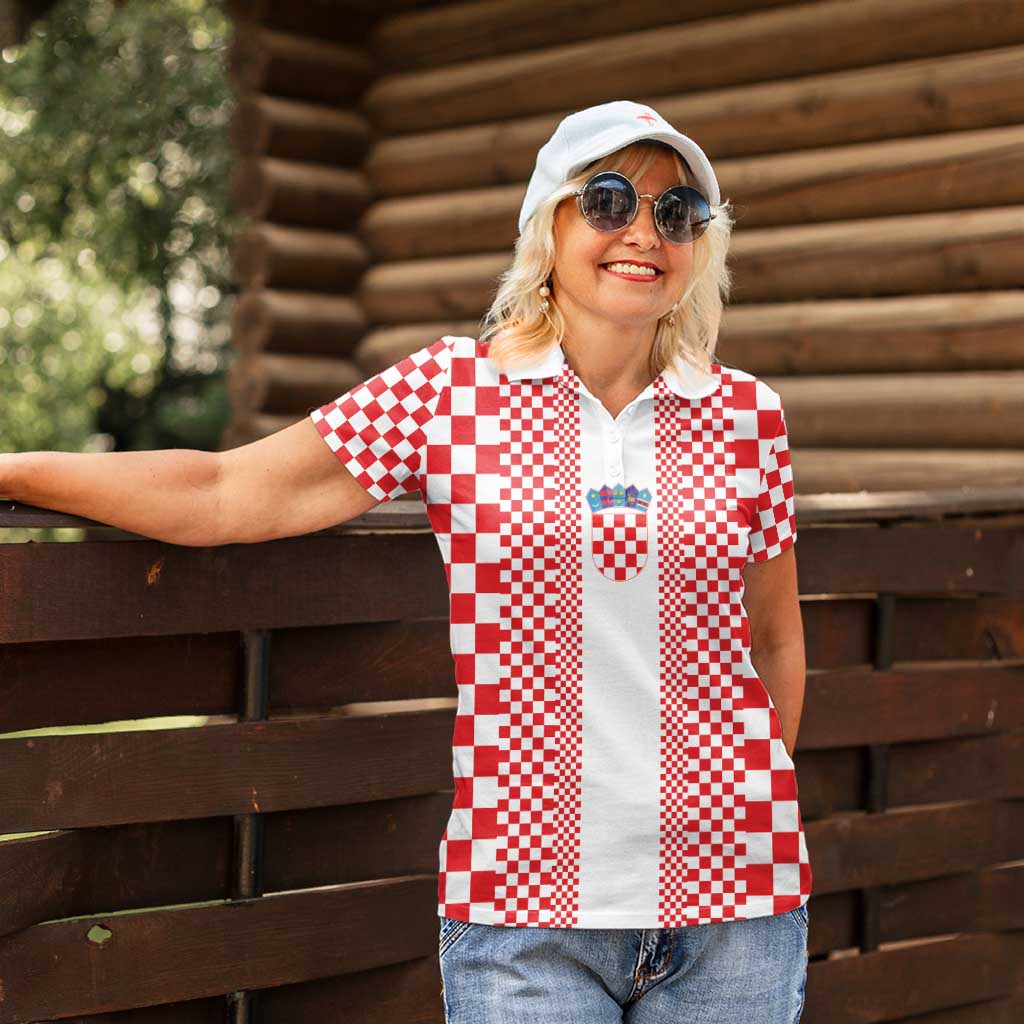 Custom Croatia Football Women Polo Shirt Vatreni Hrvatska Sporty Style - Wonder Print Shop