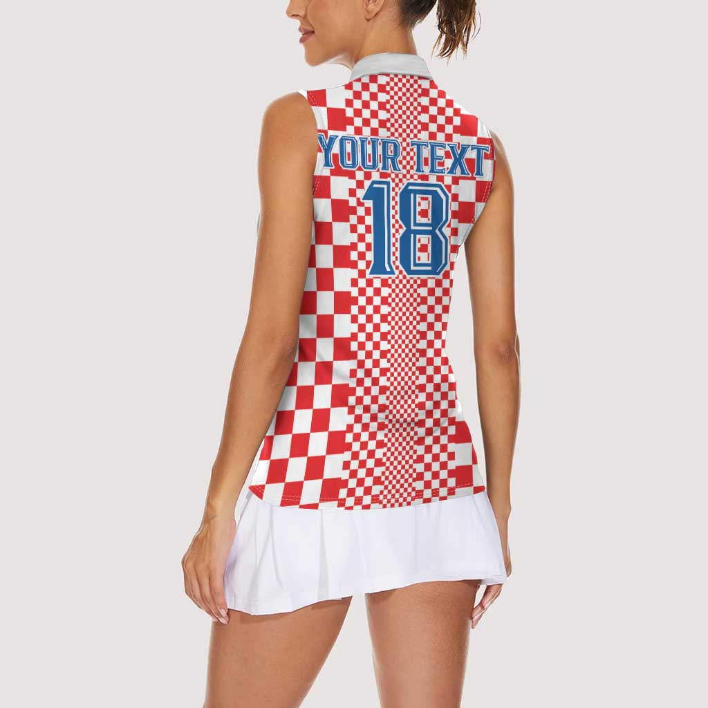 Custom Croatia Football Women Sleeveless Polo Shirt Vatreni Hrvatska Sporty Style - Wonder Print Shop