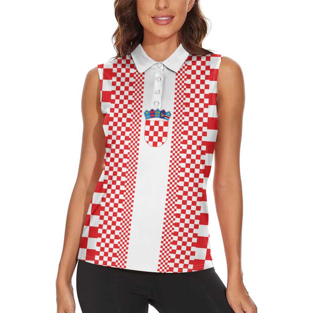 Custom Croatia Football Women Sleeveless Polo Shirt Vatreni Hrvatska Sporty Style - Wonder Print Shop