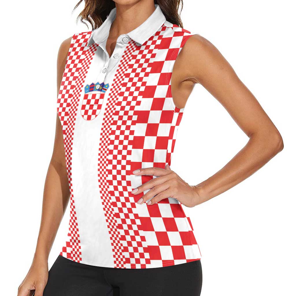Custom Croatia Football Women Sleeveless Polo Shirt Vatreni Hrvatska Sporty Style - Wonder Print Shop