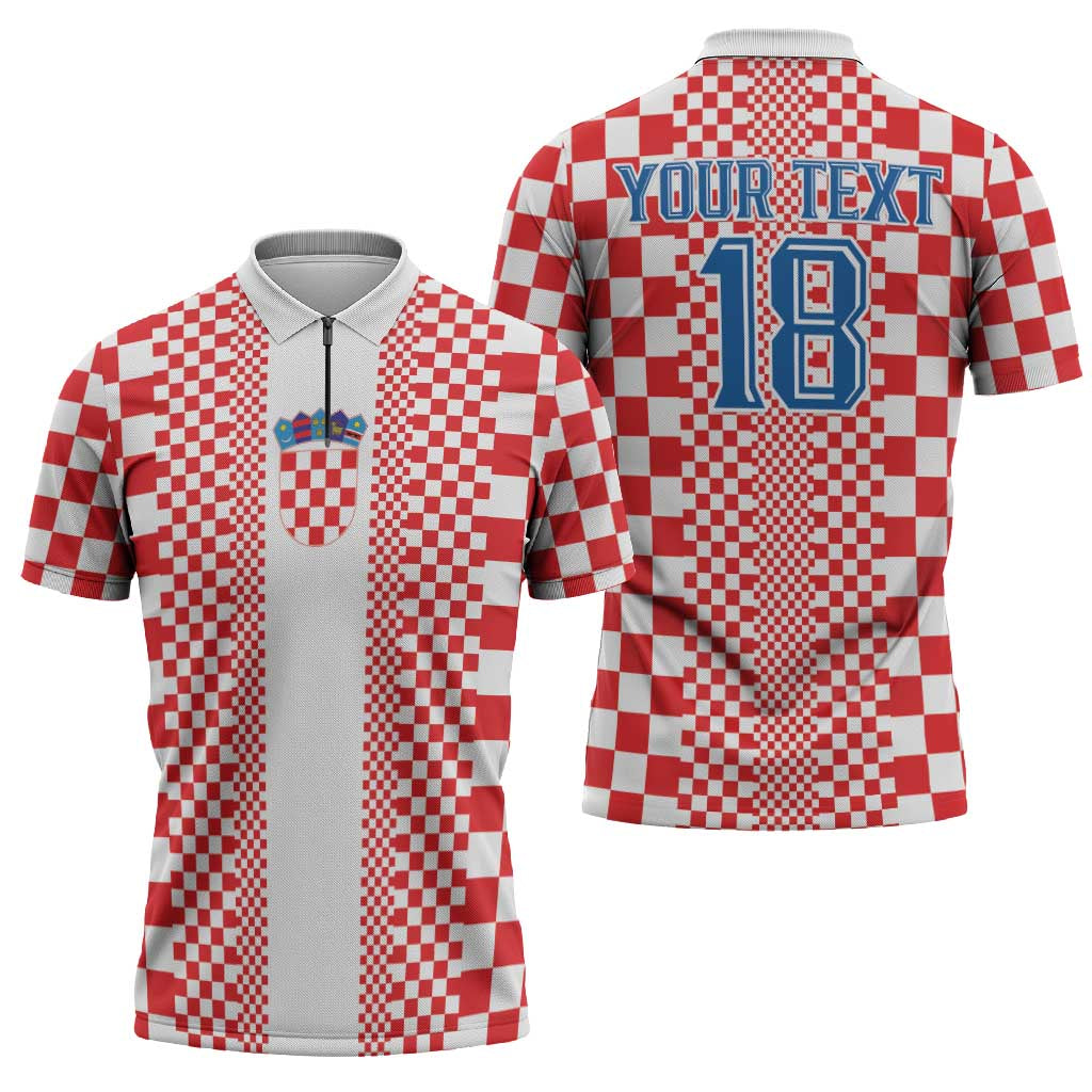 Custom Croatia Football Zipper Polo Shirt Vatreni Hrvatska Sporty Style - Wonder Print Shop