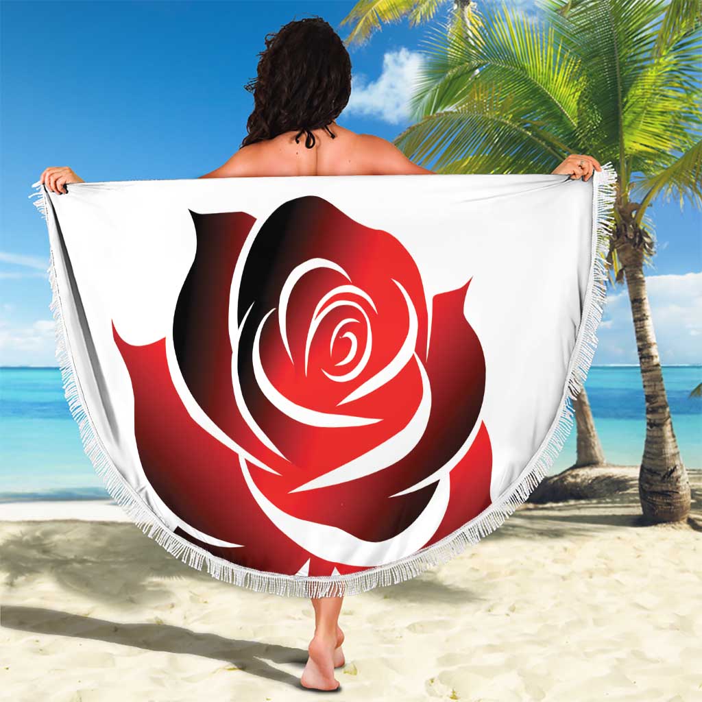 Custom England Rugby Beach Blanket Red Rose Sporty Style - Wonder Print Shop
