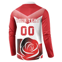 Custom England Rugby Button Sweatshirt Red Rose Sporty Style - Wonder Print Shop