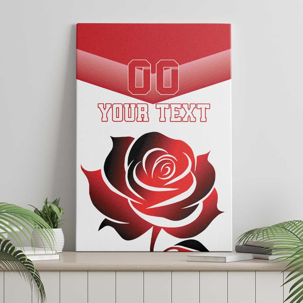 Custom England Rugby Canvas Wall Art Red Rose Sporty Style - Wonder Print Shop