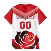 Custom England Rugby Family Matching Off The Shoulder Long Sleeve Dress and Hawaiian Shirt Red Rose Sporty Style - Wonder Print Shop