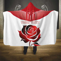 Custom England Rugby Hooded Blanket Red Rose Sporty Style