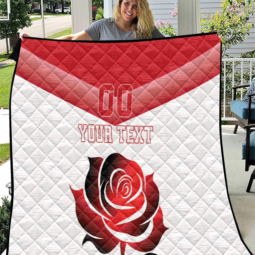 Custom England Rugby Quilt Red Rose Sporty Style - Wonder Print Shop