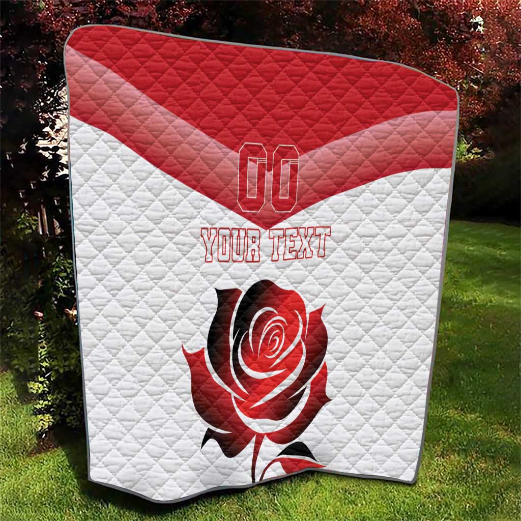 Custom England Rugby Quilt Red Rose Sporty Style - Wonder Print Shop