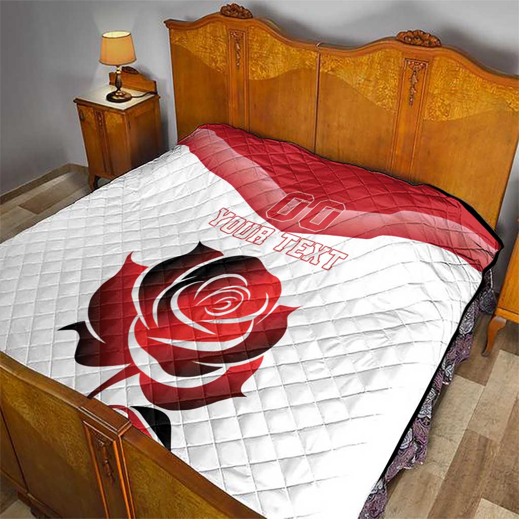 Custom England Rugby Quilt Red Rose Sporty Style - Wonder Print Shop