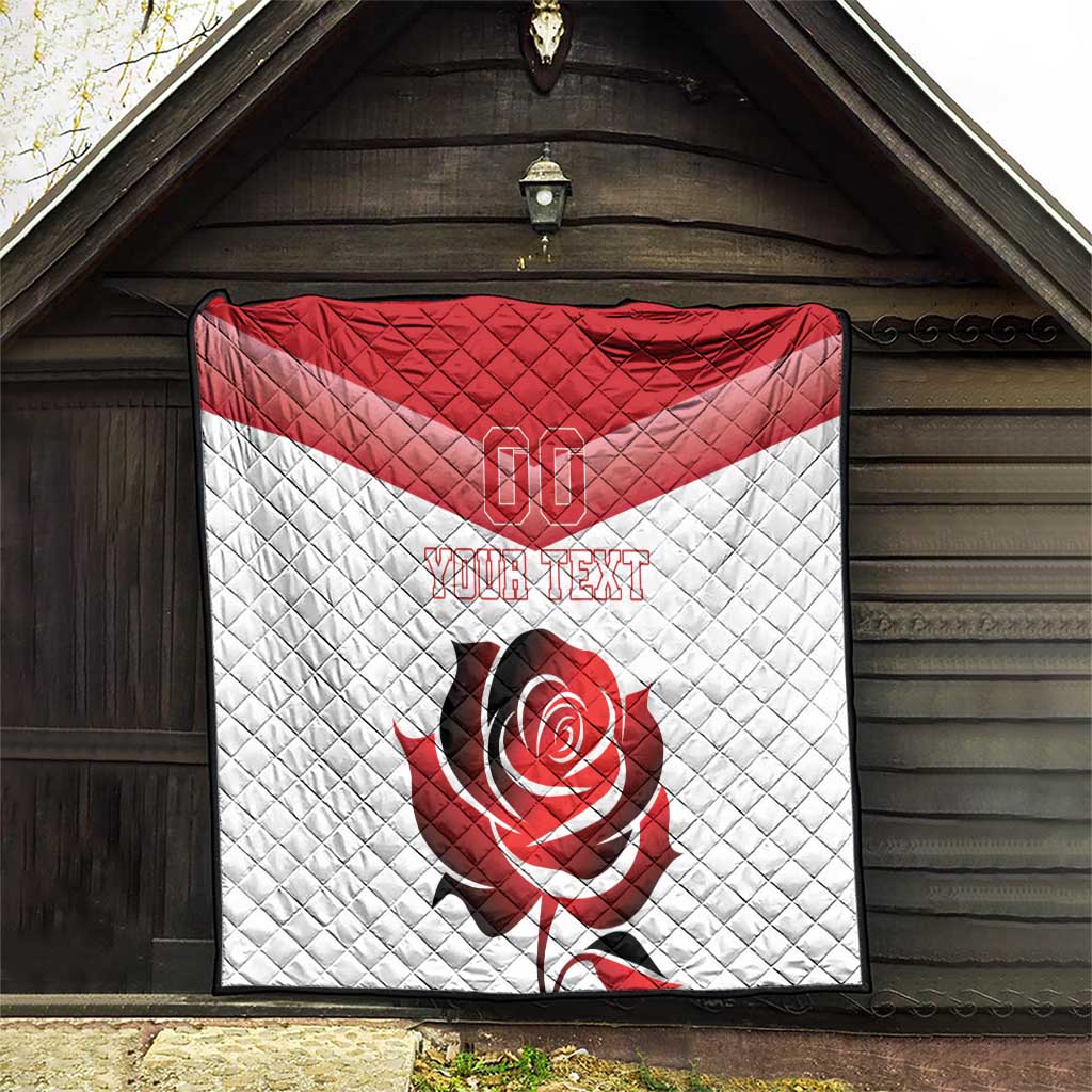 Custom England Rugby Quilt Red Rose Sporty Style - Wonder Print Shop