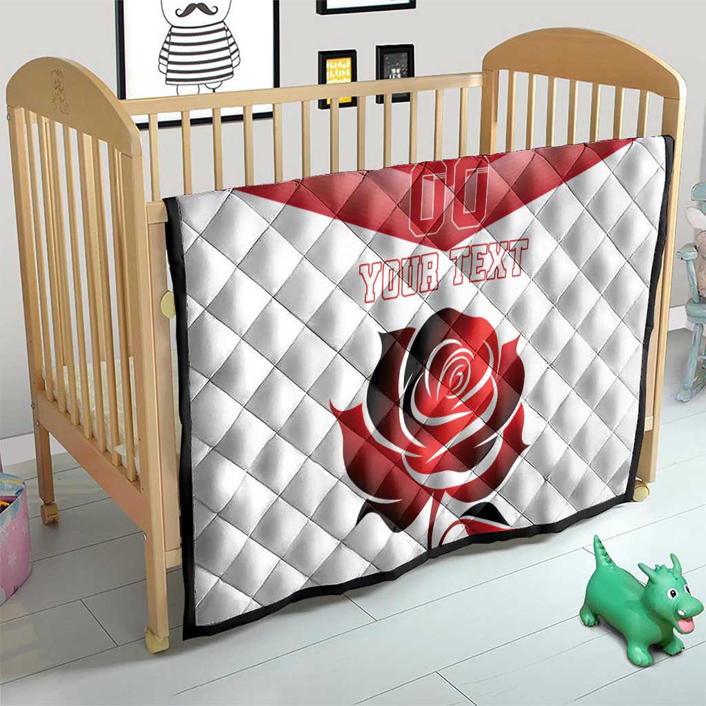 Custom England Rugby Quilt Red Rose Sporty Style - Wonder Print Shop