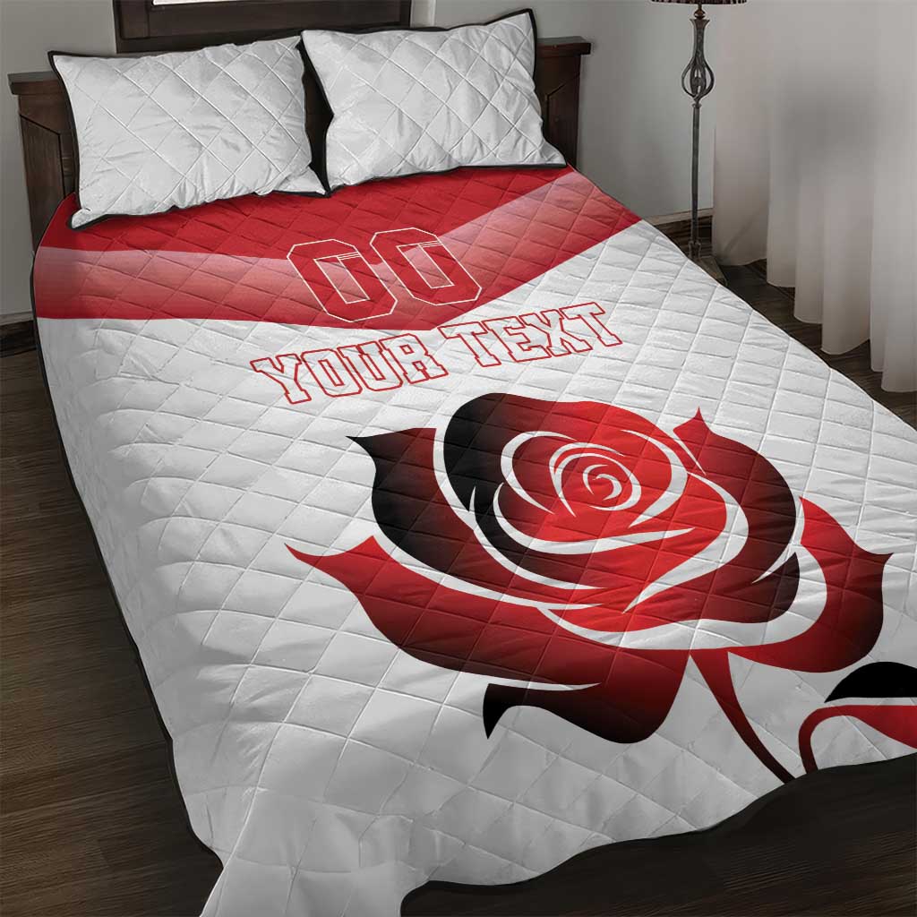 Custom England Rugby Quilt Bed Set Red Rose Sporty Style - Wonder Print Shop