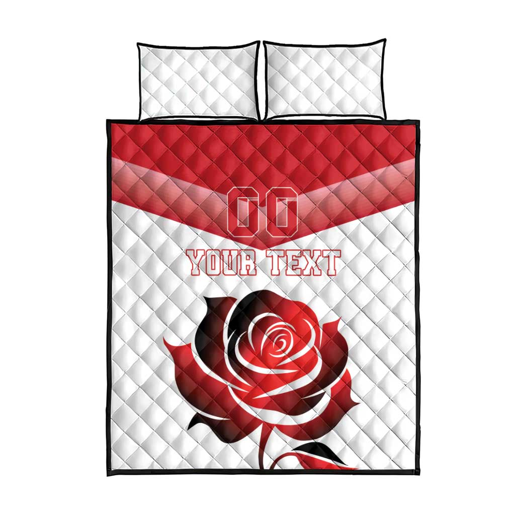 Custom England Rugby Quilt Bed Set Red Rose Sporty Style - Wonder Print Shop