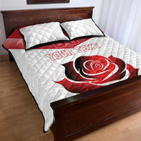 Custom England Rugby Quilt Bed Set Red Rose Sporty Style - Wonder Print Shop