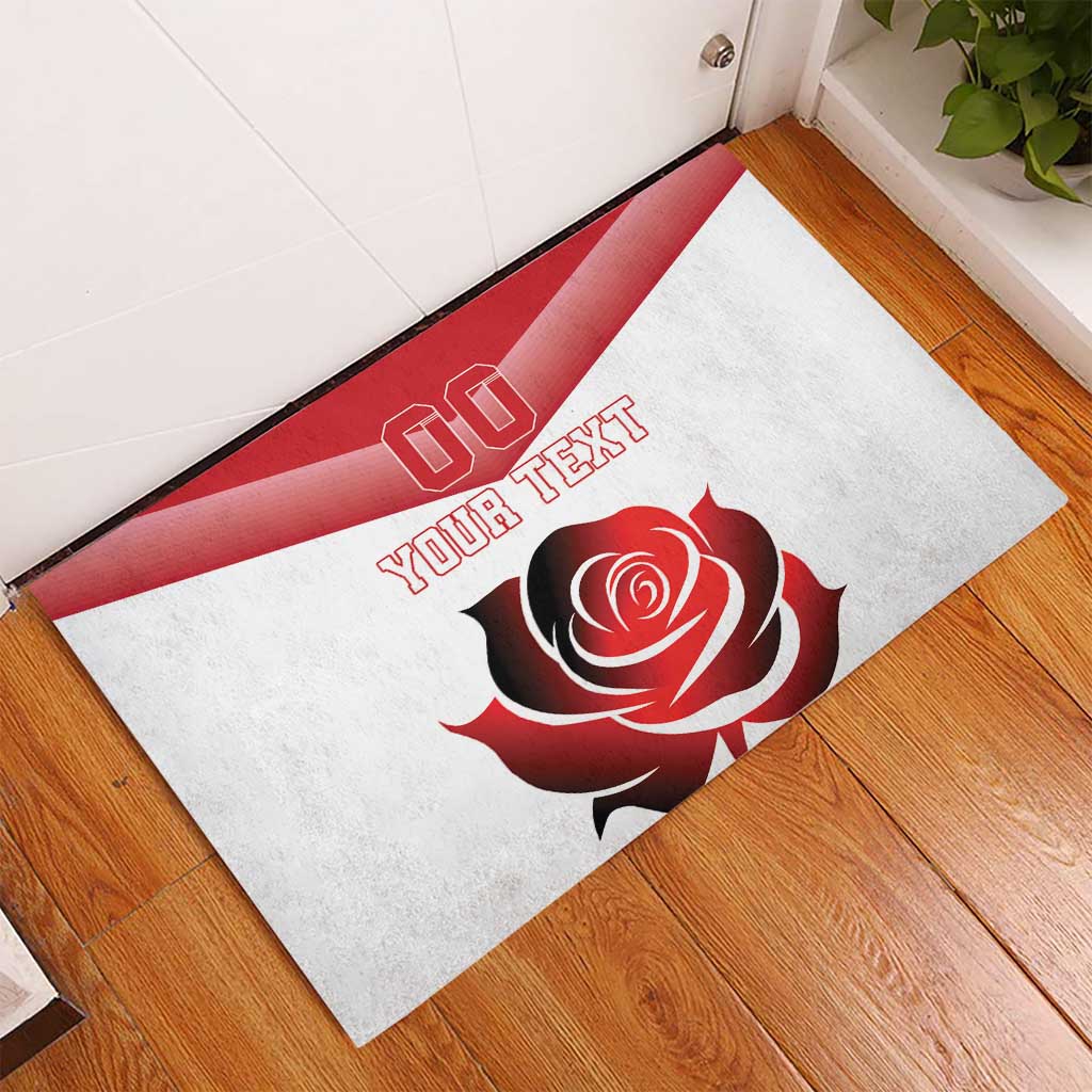 Custom England Rugby Rubber Doormat Red Rose Sporty Style - Wonder Print Shop