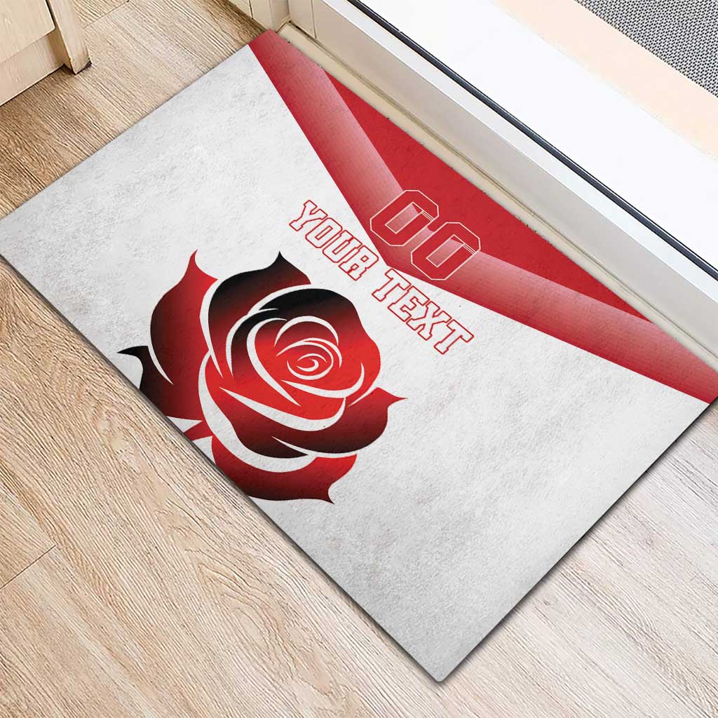 Custom England Rugby Rubber Doormat Red Rose Sporty Style - Wonder Print Shop