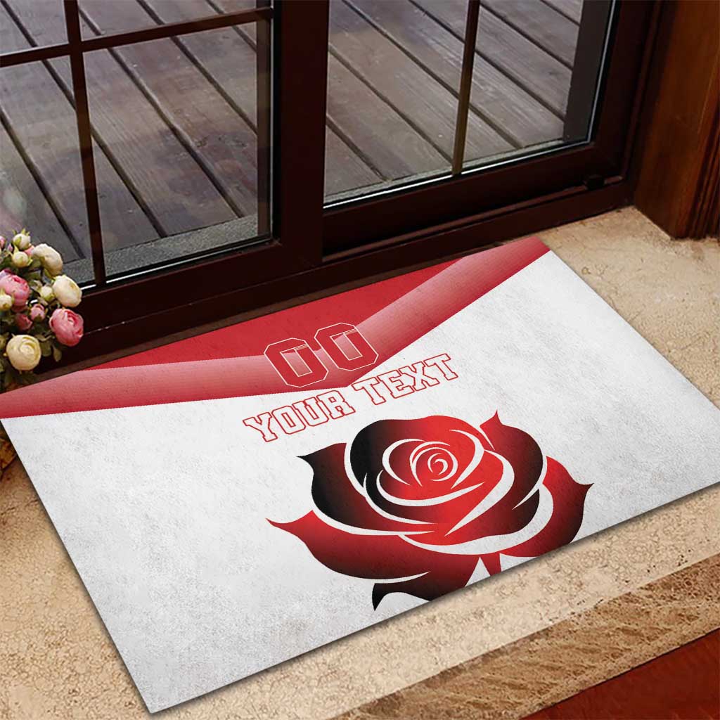 Custom England Rugby Rubber Doormat Red Rose Sporty Style - Wonder Print Shop