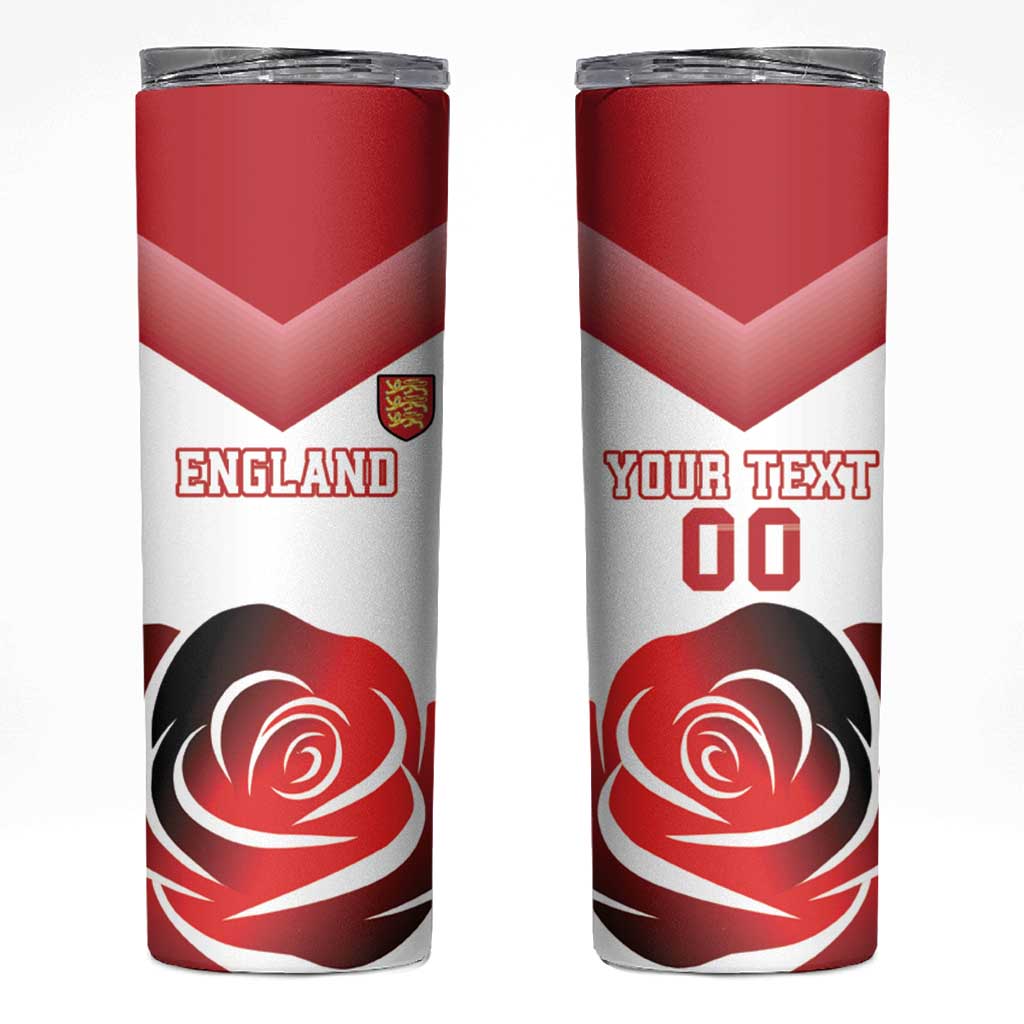 Custom England Rugby Skinny Tumbler Red Rose Sporty Style - Wonder Print Shop
