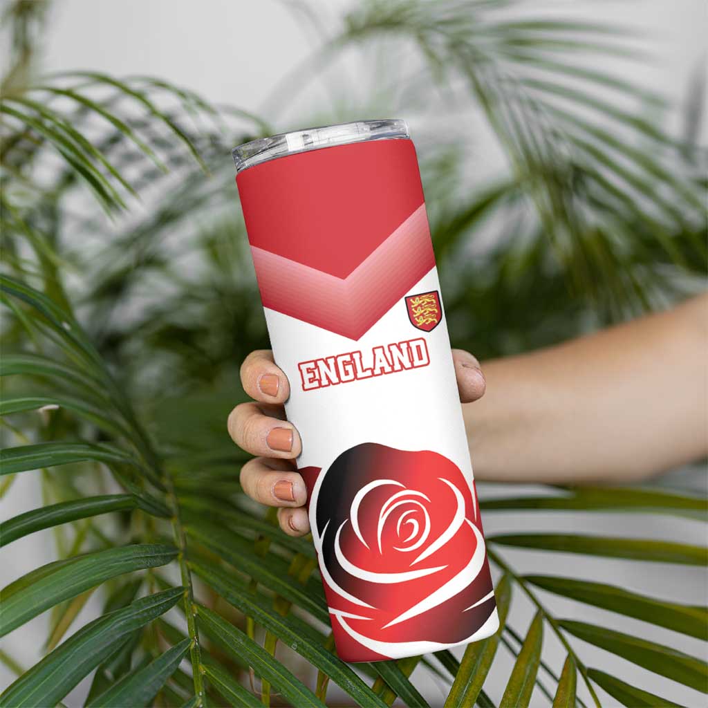 Custom England Rugby Skinny Tumbler Red Rose Sporty Style - Wonder Print Shop