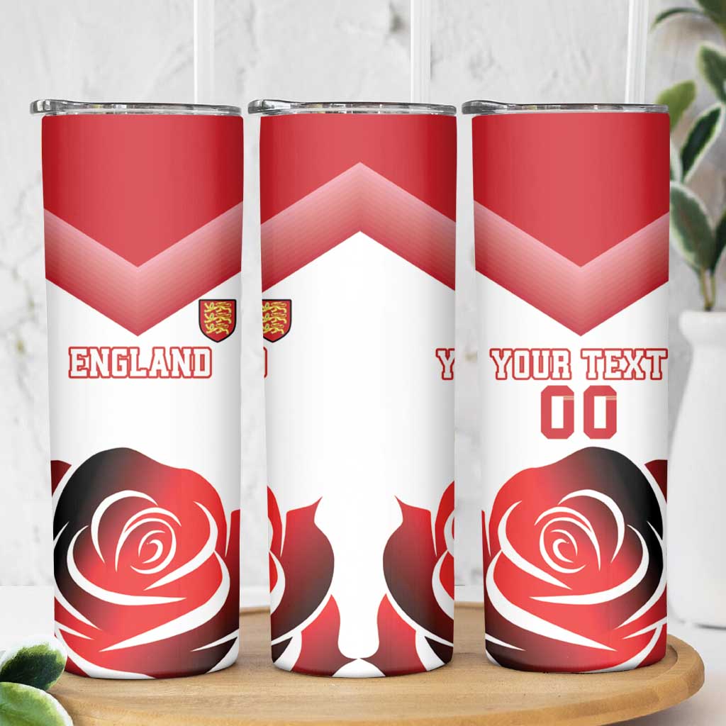 Custom England Rugby Skinny Tumbler Red Rose Sporty Style - Wonder Print Shop